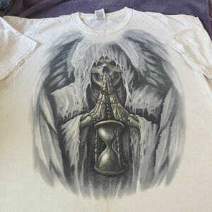 FRUIT OF THE LOOM one skull cream size 2XL men's t-shirt, great pre-owned#7961